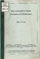 Study on Sexuality in Vietnam: The Known and Unknown Issues 