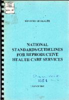 National standards/guidelines for reproductive health care services