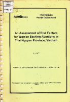 An assessment of risk factor for women seeking Abortion in Thai Nguyen Province, Vietnam